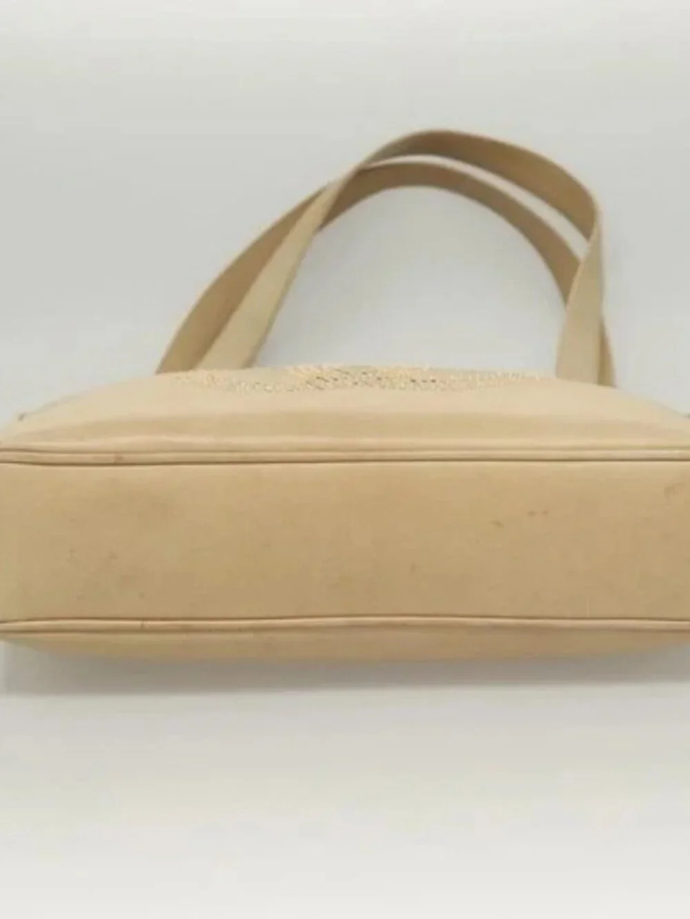 CHANEL COCO Mark Shoulder Bag Lamb Skin Beige Gold CC Auth BA1376